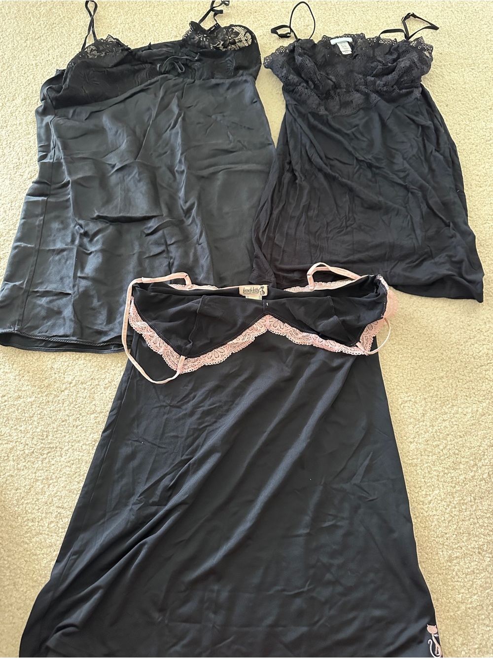 La Perla Black Lace-Trim Slip Dress - Intimates 3/$20
